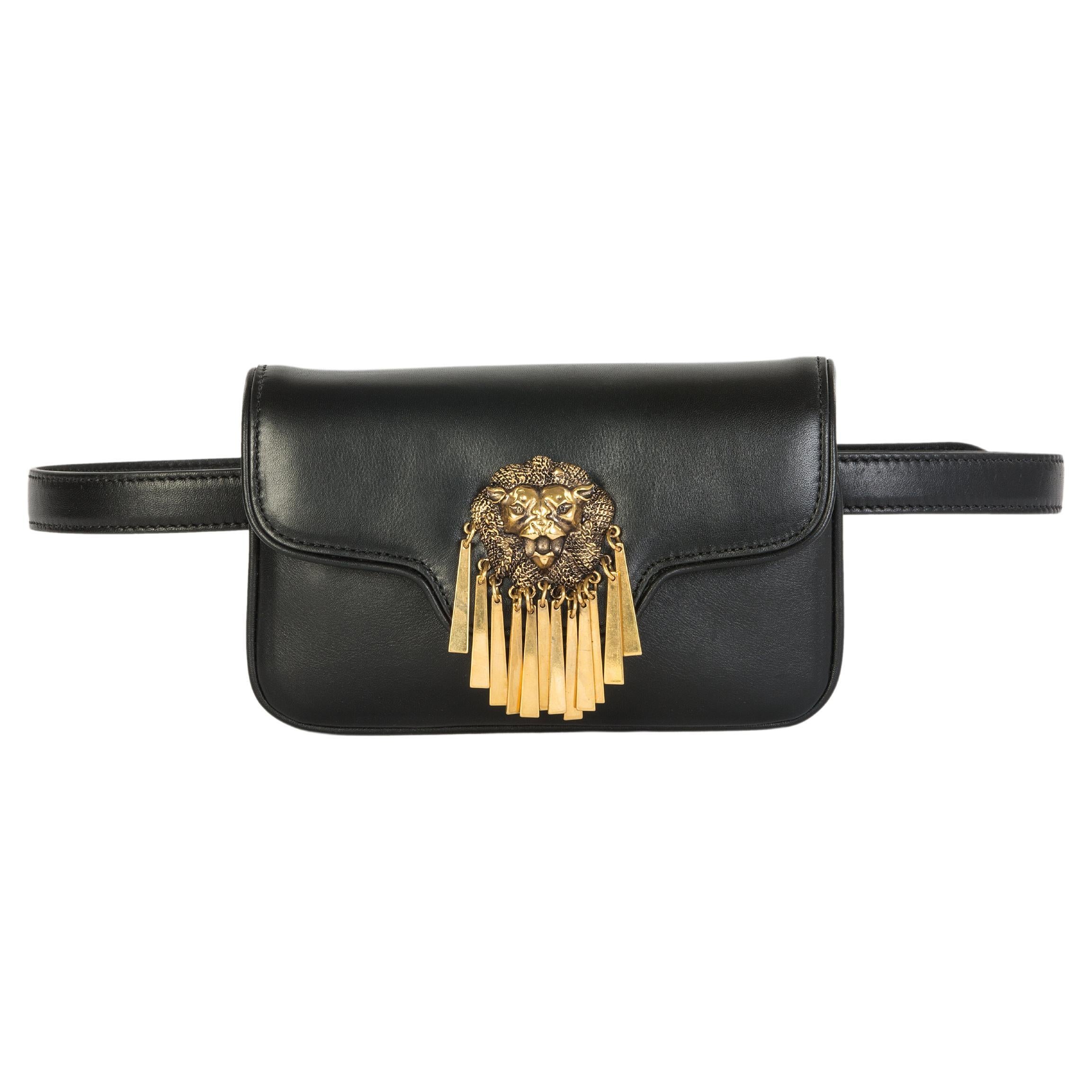 Black leather gold hardware shoulder bag fanny pack NWOT