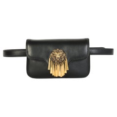 Black leather gold hardware shoulder bag fanny pack NWOT