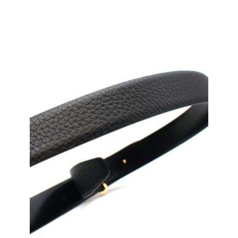 Black leather gold-tone metal T Buckle belt 75 For Sale 3