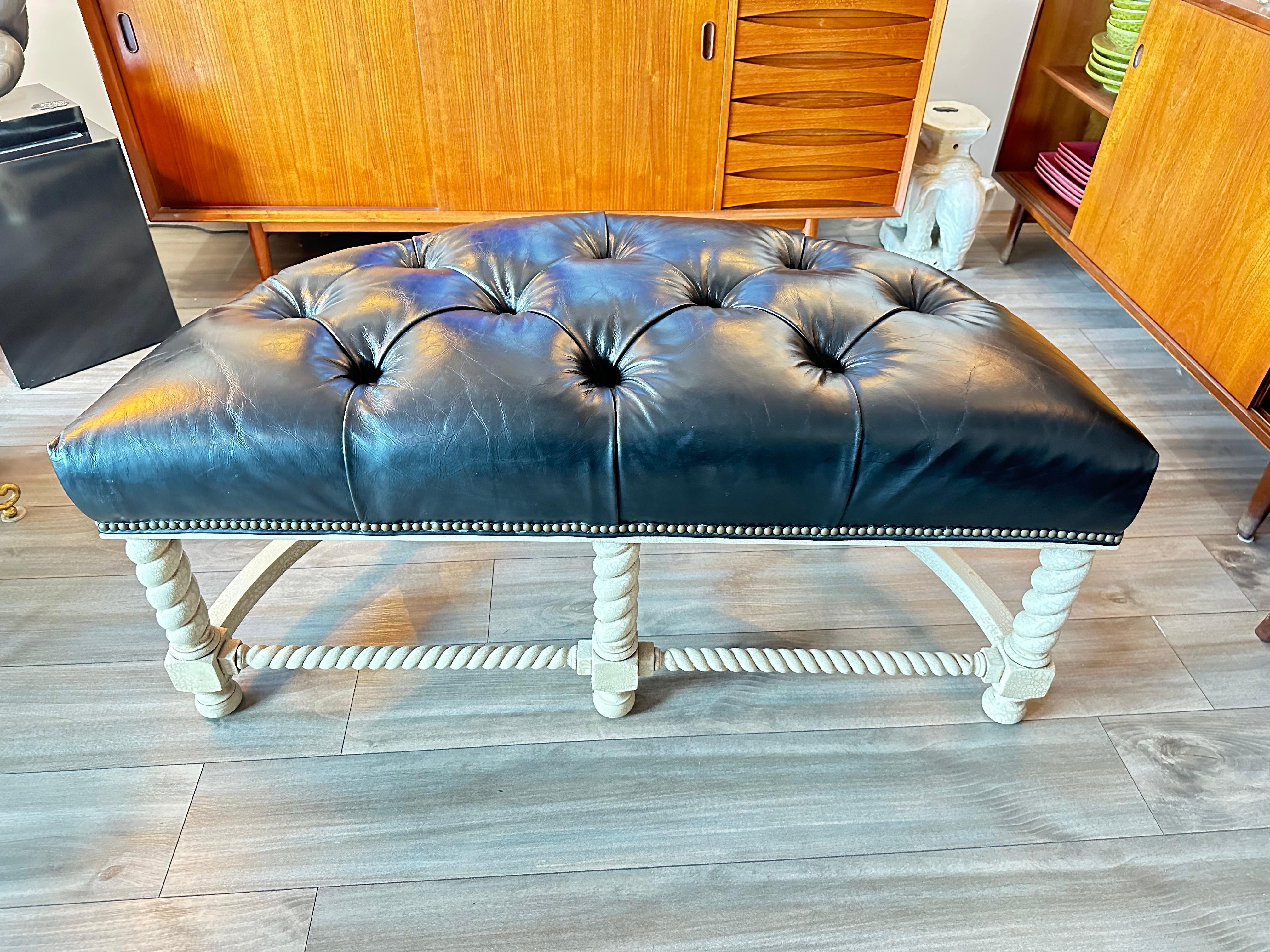 Metal Black Leather Half Moon Bench