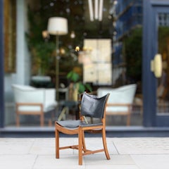 Black Leather Hammock Chair, Mogens Voltelen, circa 1930