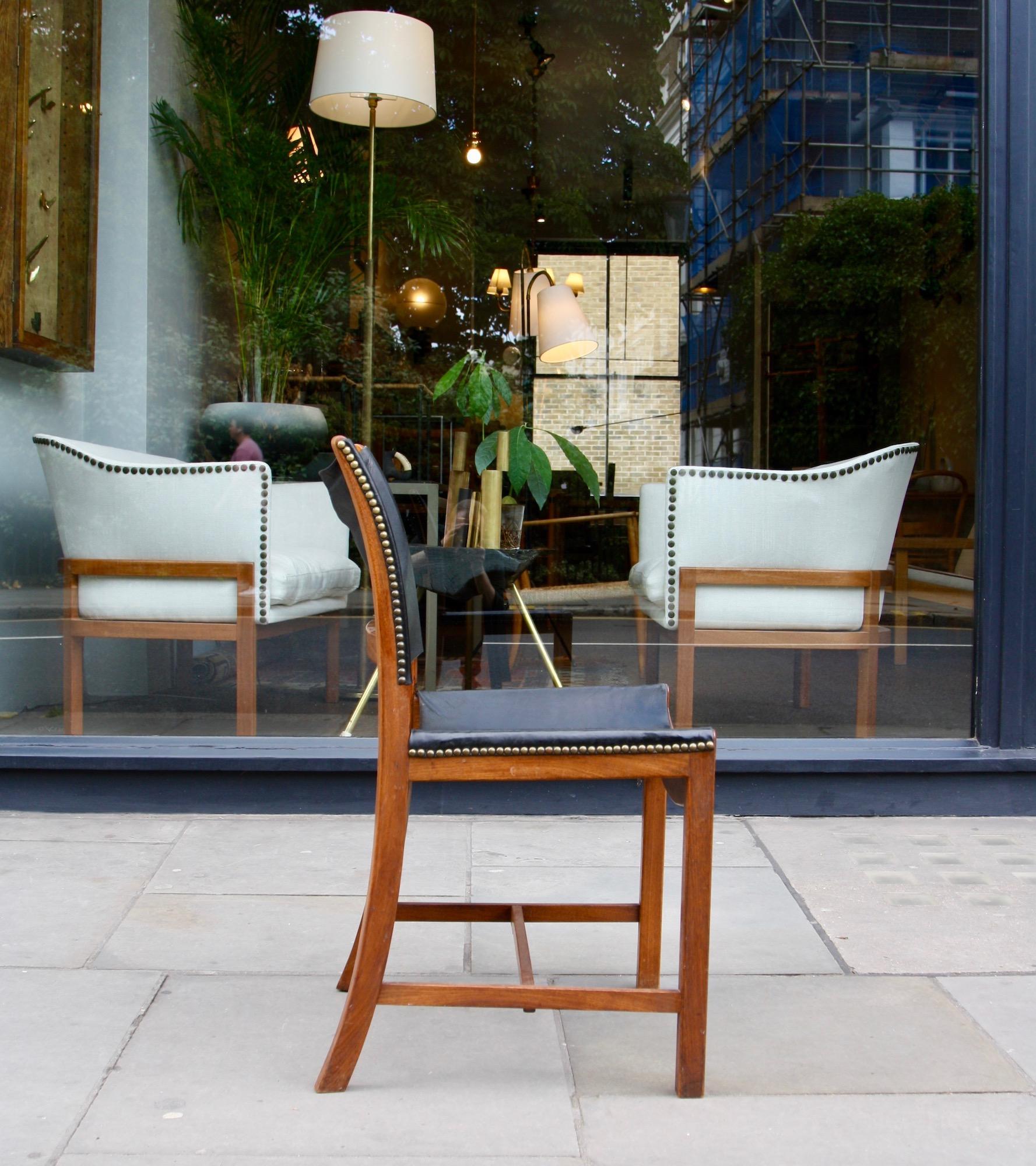 Black Leather Hammock Chair, Mogens Voltelen, circa 1930 In Fair Condition For Sale In London, GB