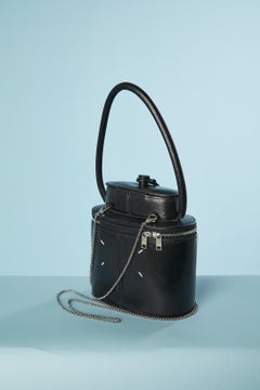 Black leather handbag "Replica" Maison Margiela