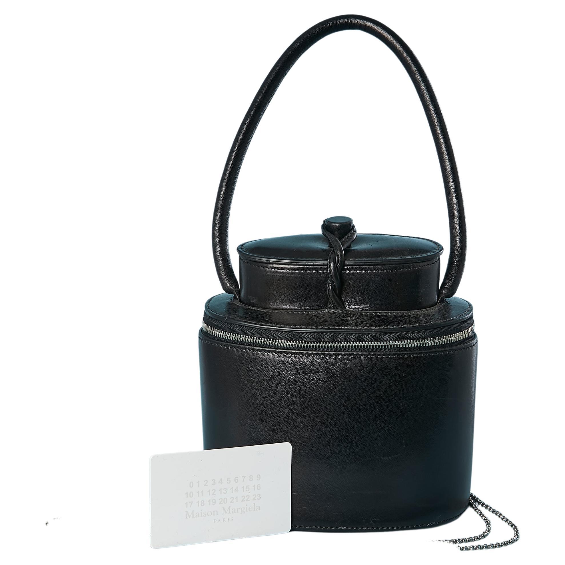 Black leather handbag "Replica" Maison Margiela 