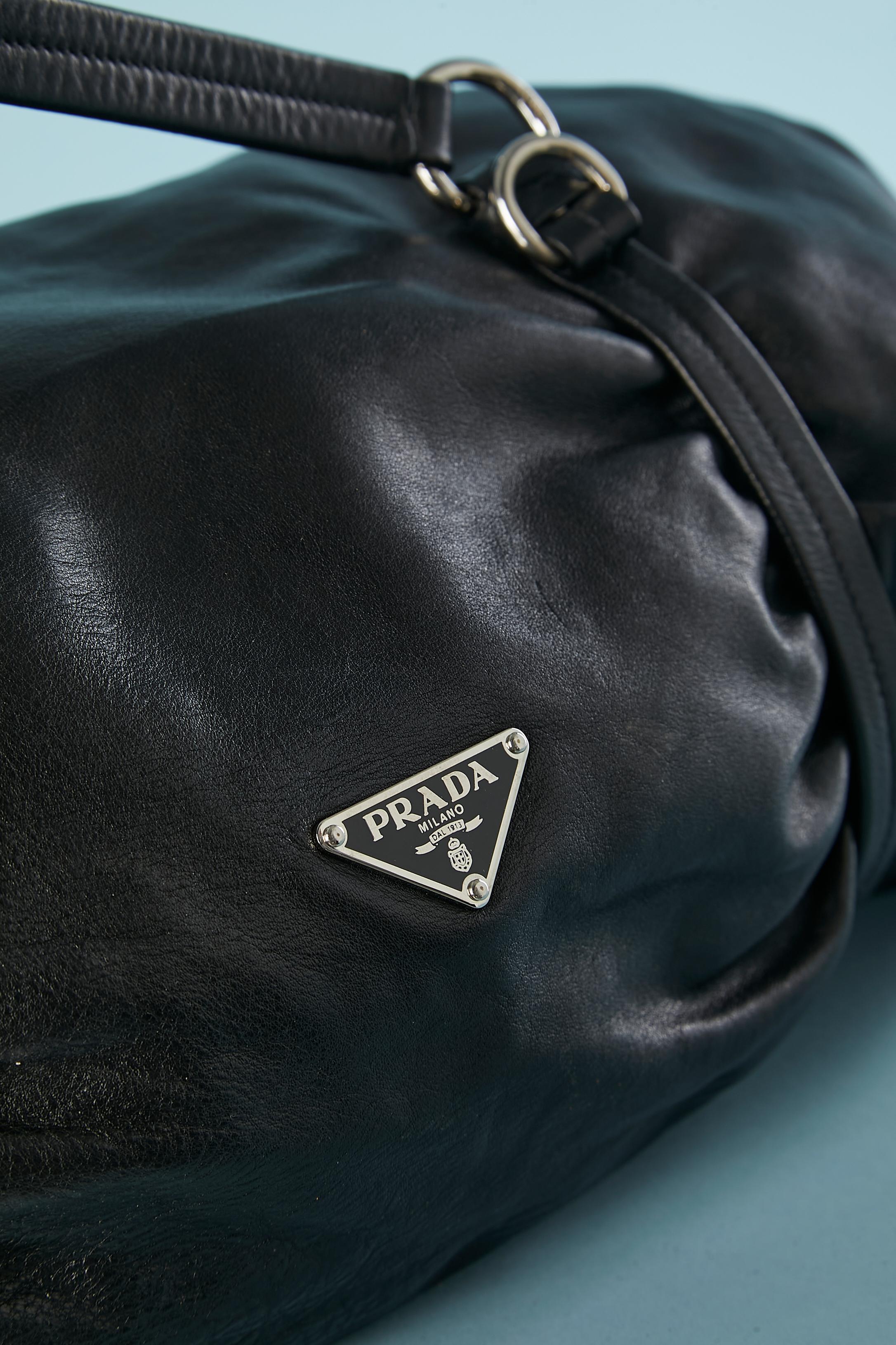 Women's or Men's Black leather handle bag Prada  For Sale