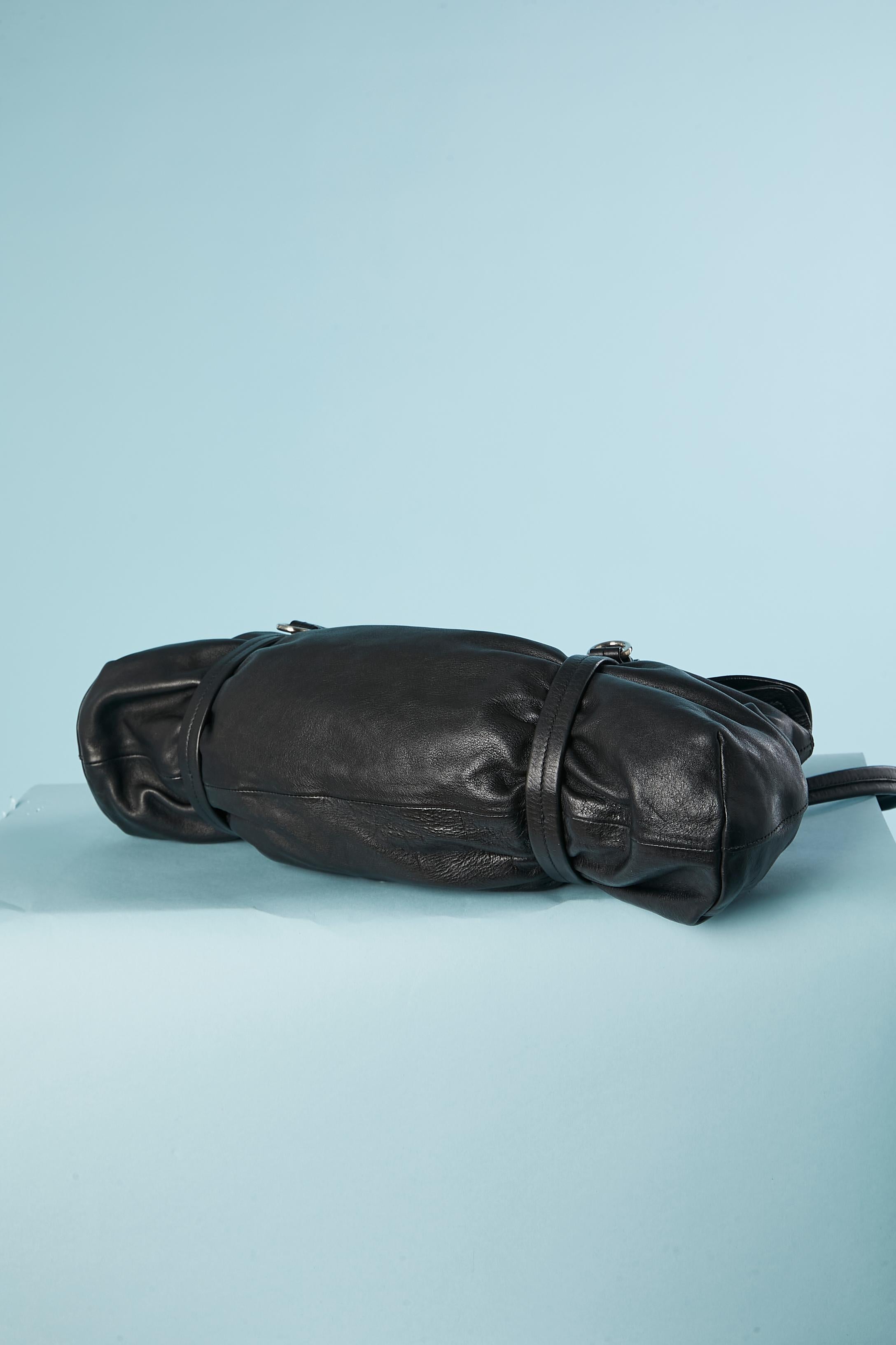 Black leather handle bag Prada  For Sale 1
