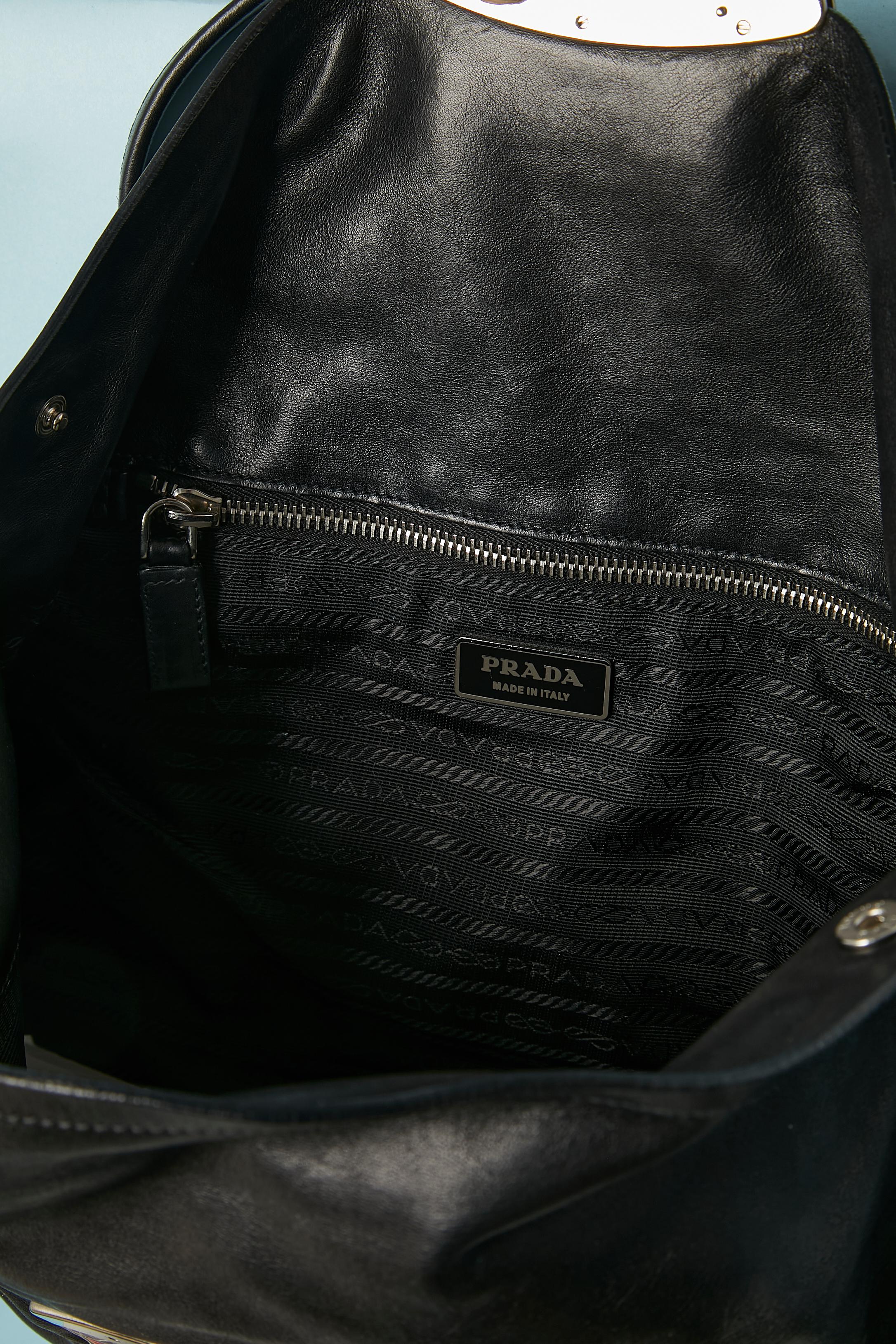 Black leather handle bag Prada  For Sale 3