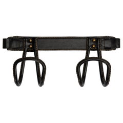 Black Leather Hanger by Jacques Adnet