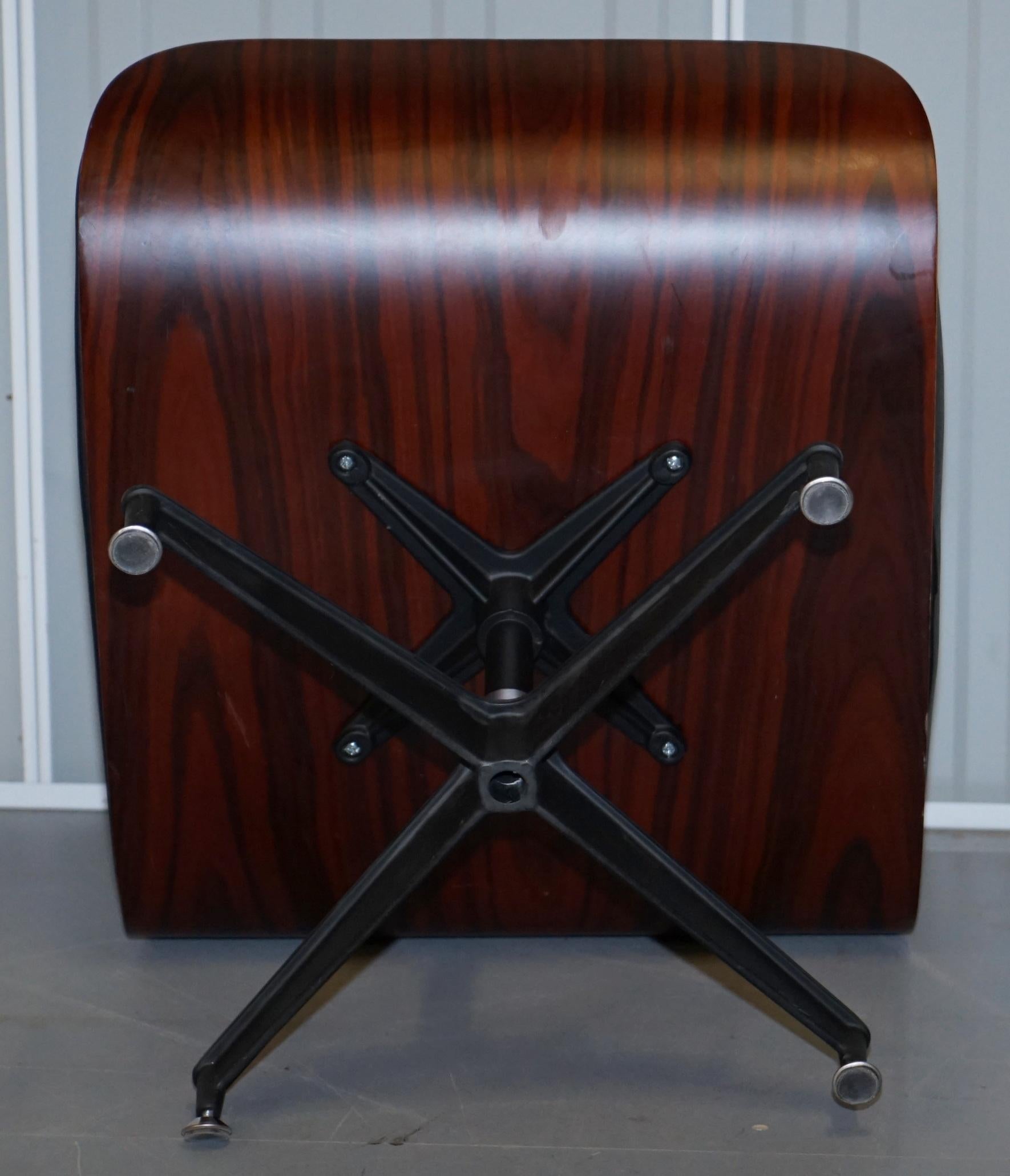 Black Leather Hardwood Ottoman Footstool for Lounge Chairs Nice Look & Feel 1