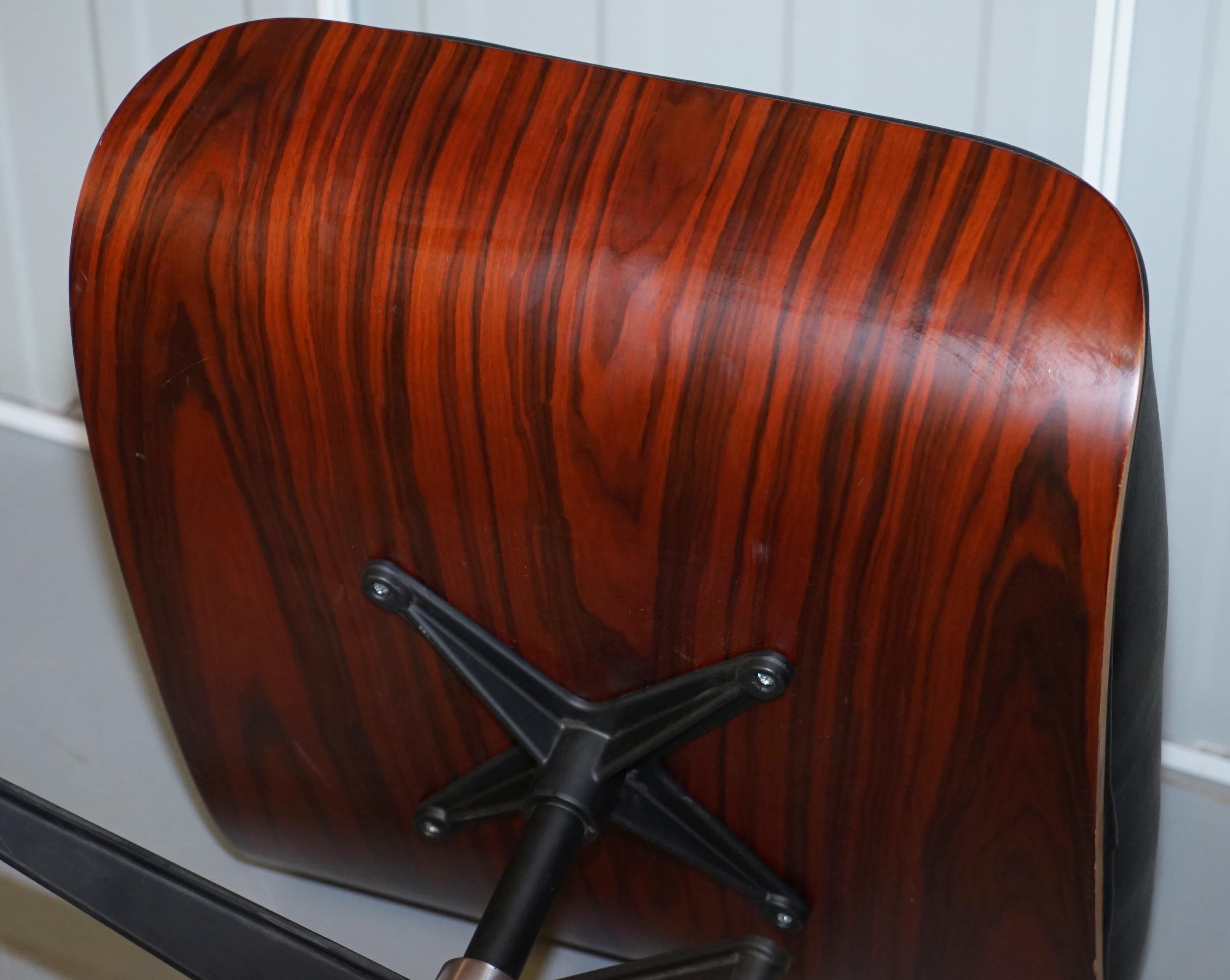 Black Leather Hardwood Ottoman Footstool for Lounge Chairs Nice Look & Feel 3