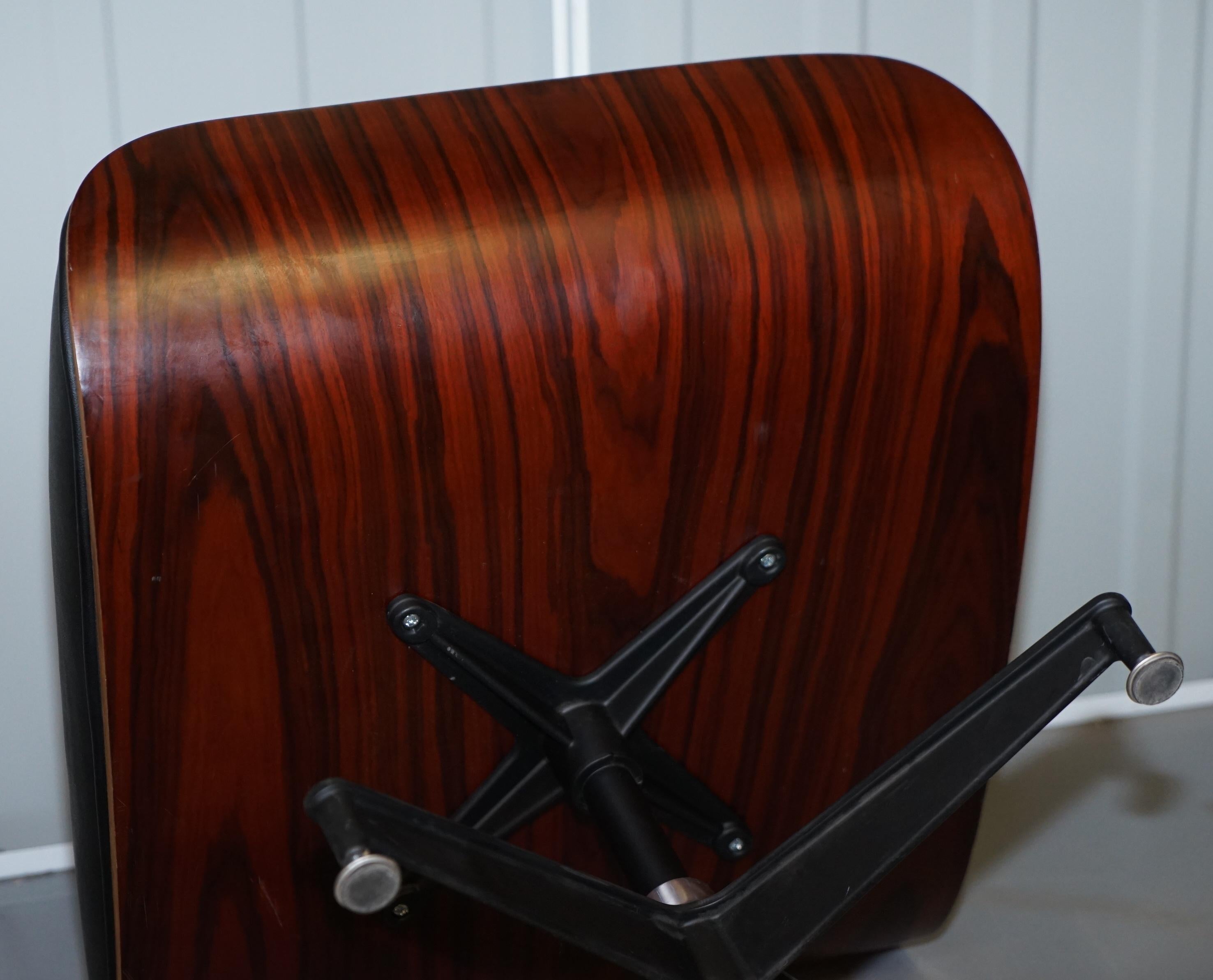 Black Leather Hardwood Ottoman Footstool for Lounge Chairs Nice Look & Feel 4