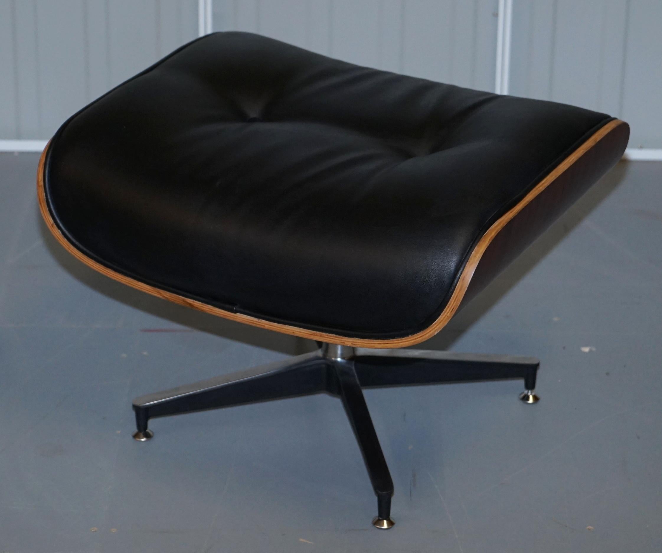 black leather foot stool