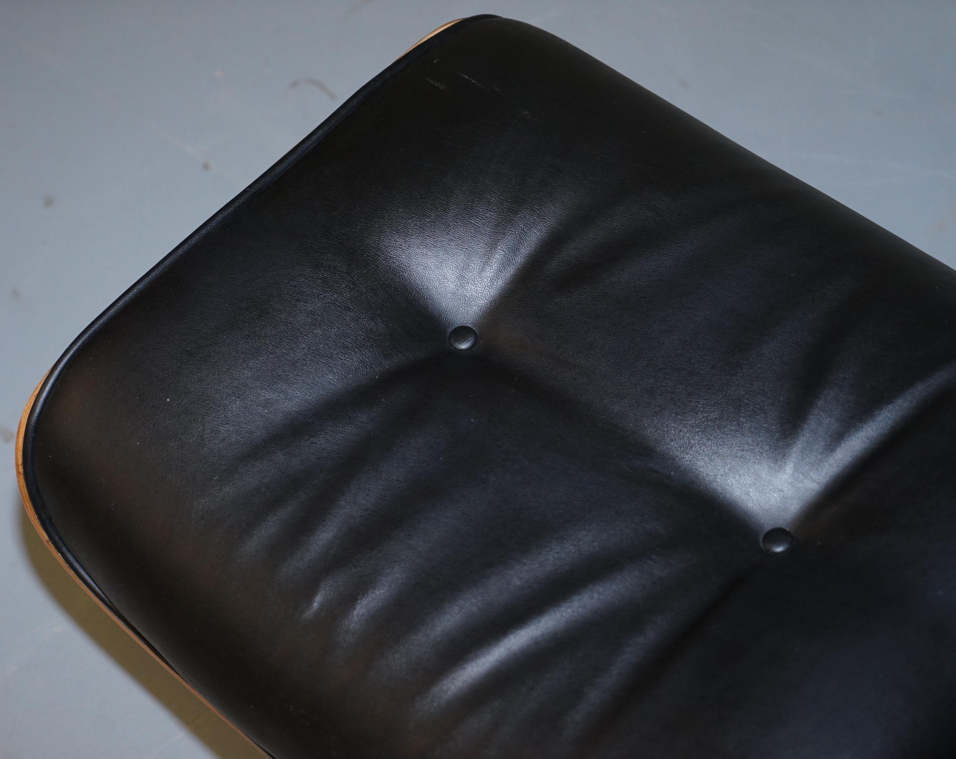 black leather footstool