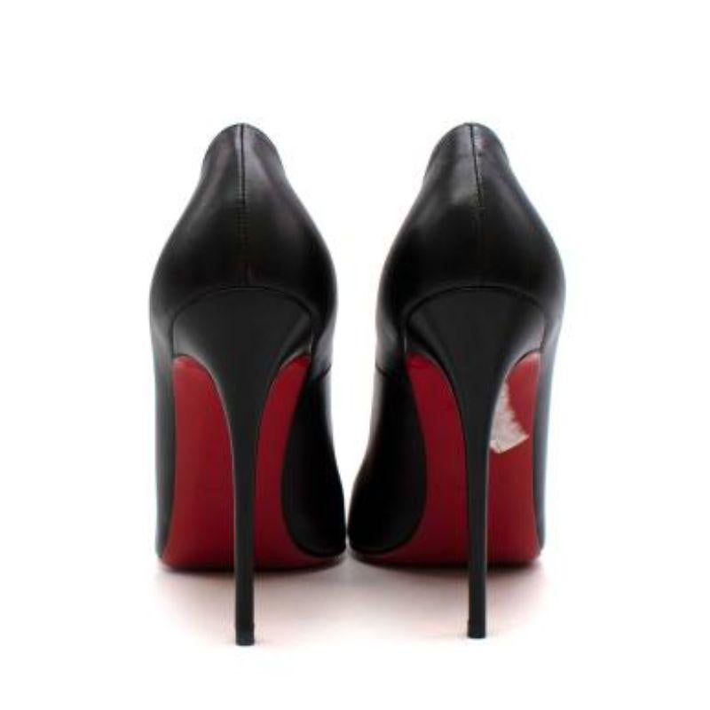 Christian Louboutin black leather heeled pumps
 
 - Black leather upper, with round toe
 - Set on a high stiletto heel
 - Iconic red sole
 
 Materials 
 Leather 
 
 Made in Italy 
 
 9/10 very good condition, with minor signs of wear to the leather