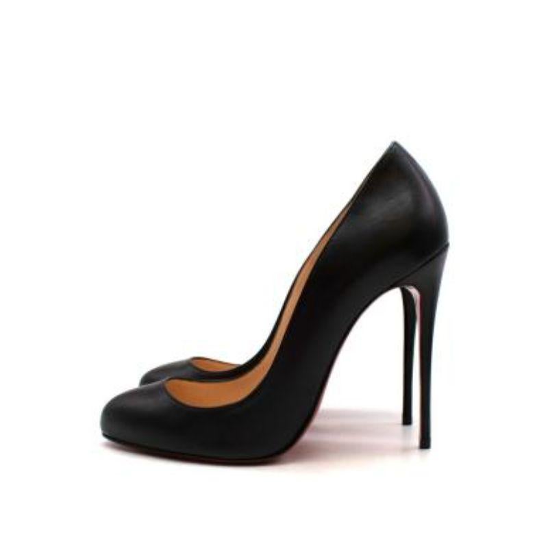 Black leather heeled pumps In Good Condition For Sale In London, GB