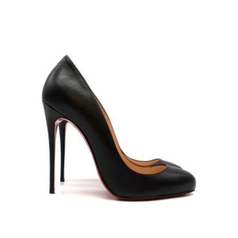 Black leather heeled pumps For Sale at 1stDibs