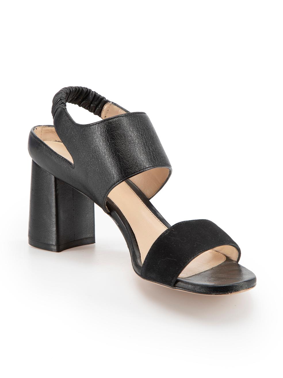 CONDITION is Very good. Minimal wear to is evident. Minimal wear to soles with some scuffing seen on this used Stuart Weitzman designer resale item.



Details


Black

Leather

Sandals

Mid heel

Block heel

Open toe

Elasticated ankle