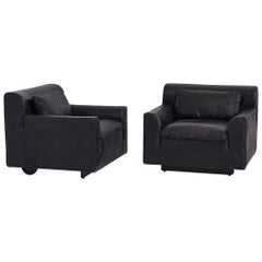 Black Leather “Heli” Chairs by Otto Zapf for Knoll, 1980