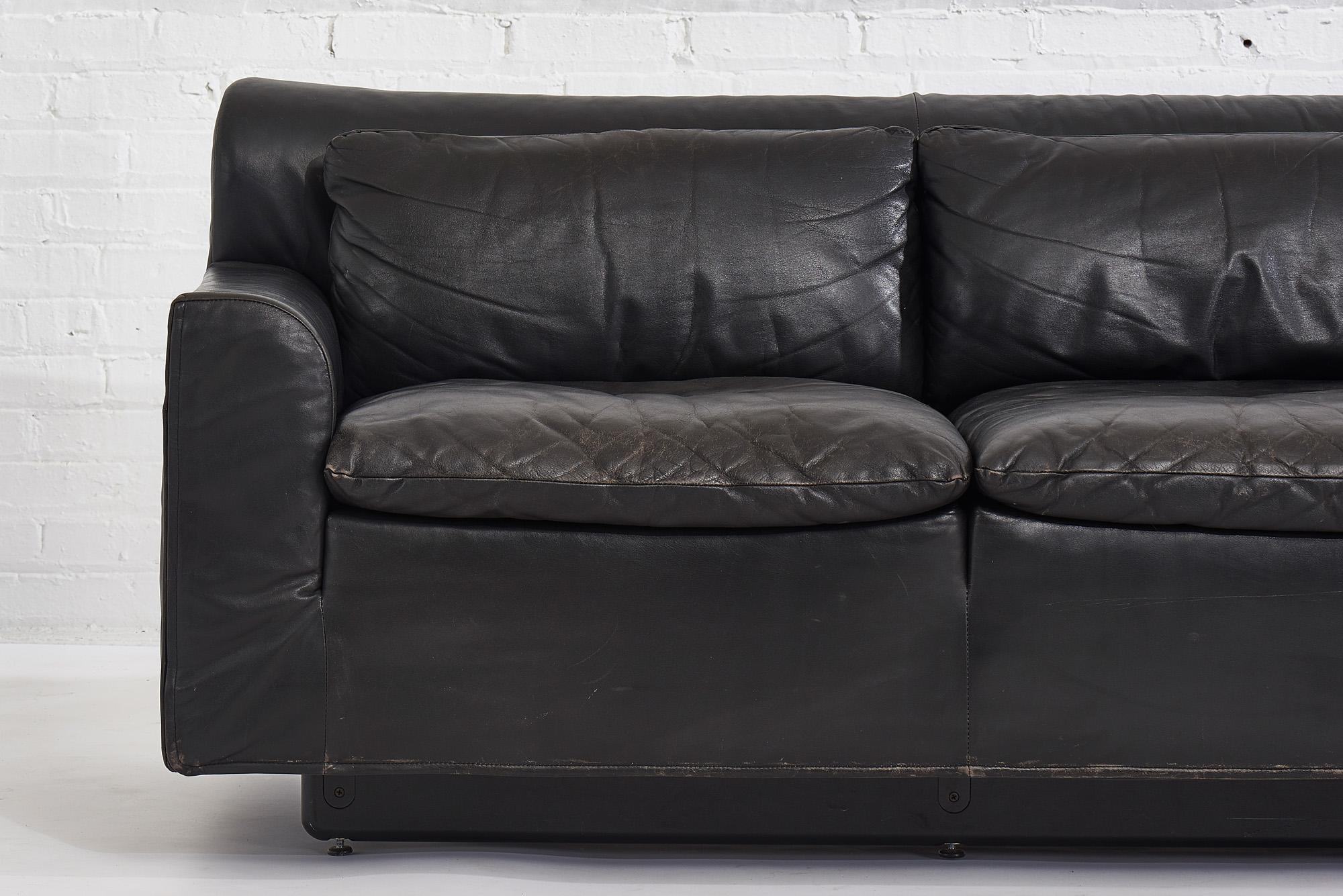 Modern Black Leather “Heli” Sofa by Otto Zapf for Knoll, 1980