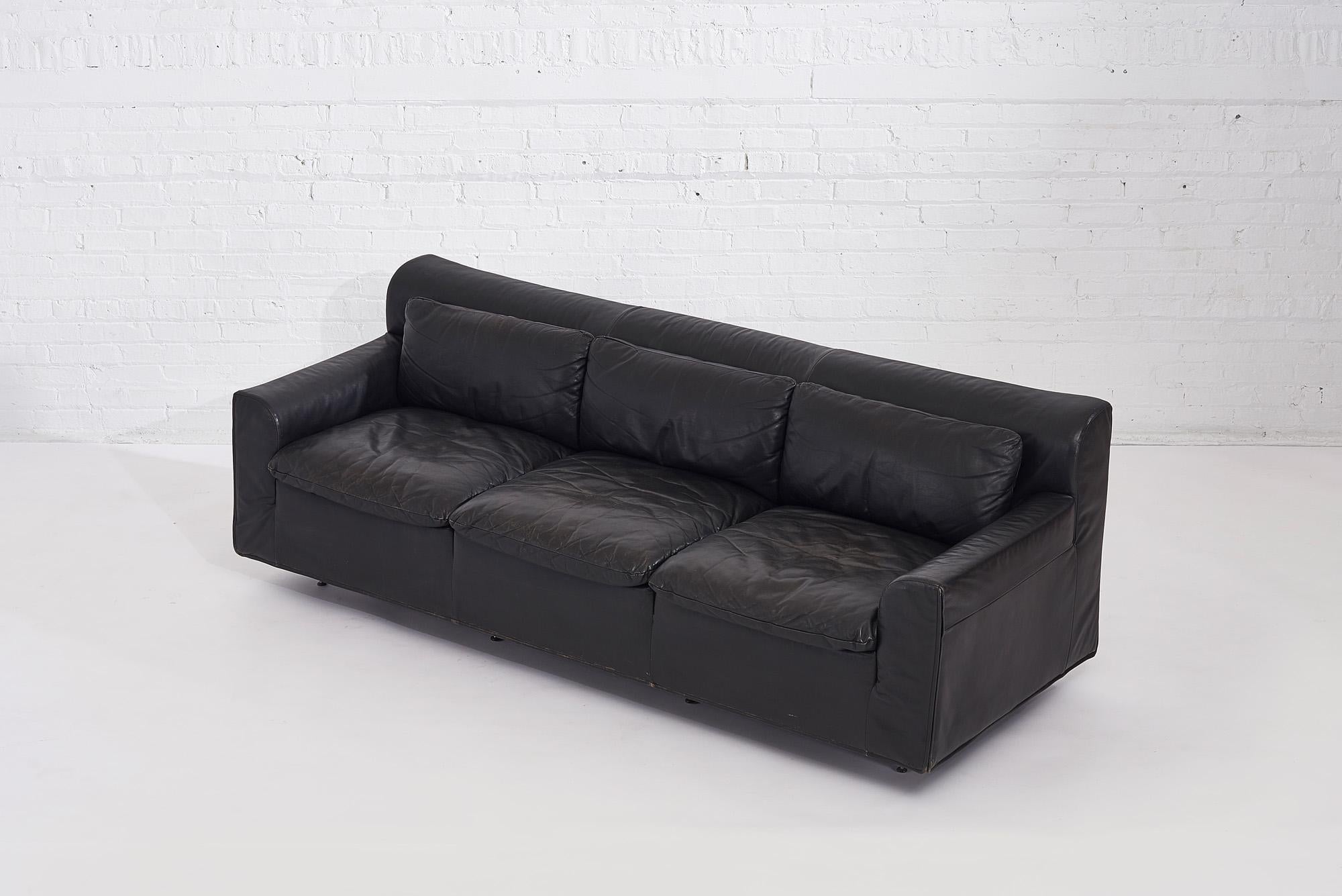 Late 20th Century Black Leather “Heli” Sofa by Otto Zapf for Knoll, 1980