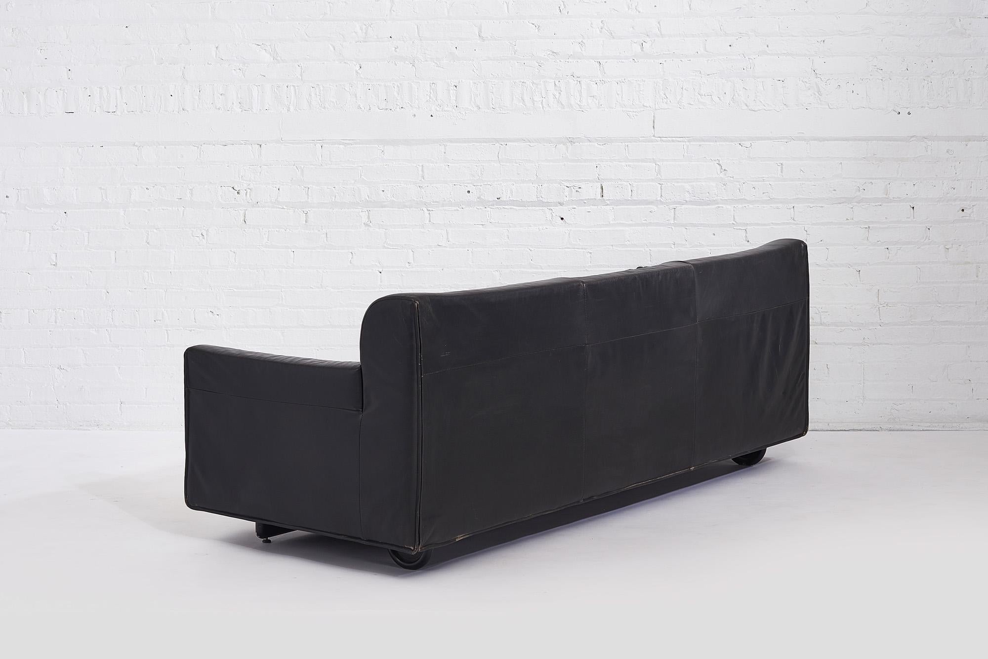 Black Leather “Heli” Sofa by Otto Zapf for Knoll, 1980 2