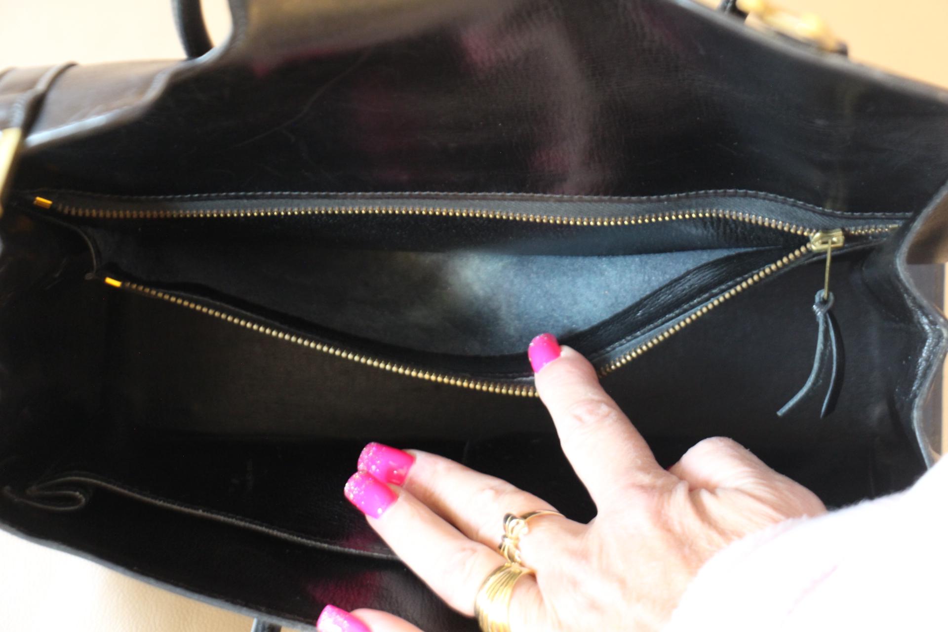Black Leather Hermes Drag Bag For Sale 11