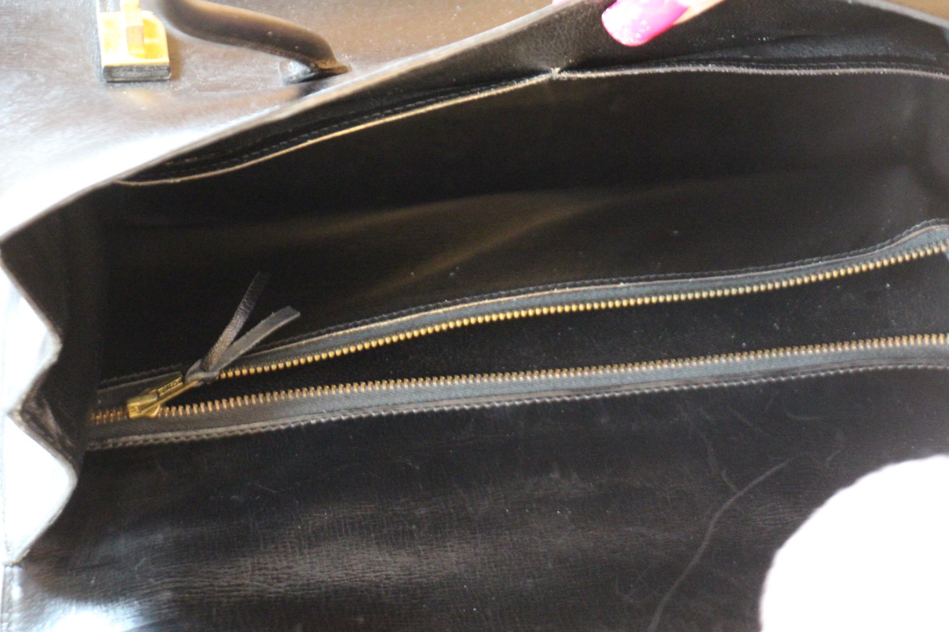 Black Leather Hermes Drag Bag For Sale 12