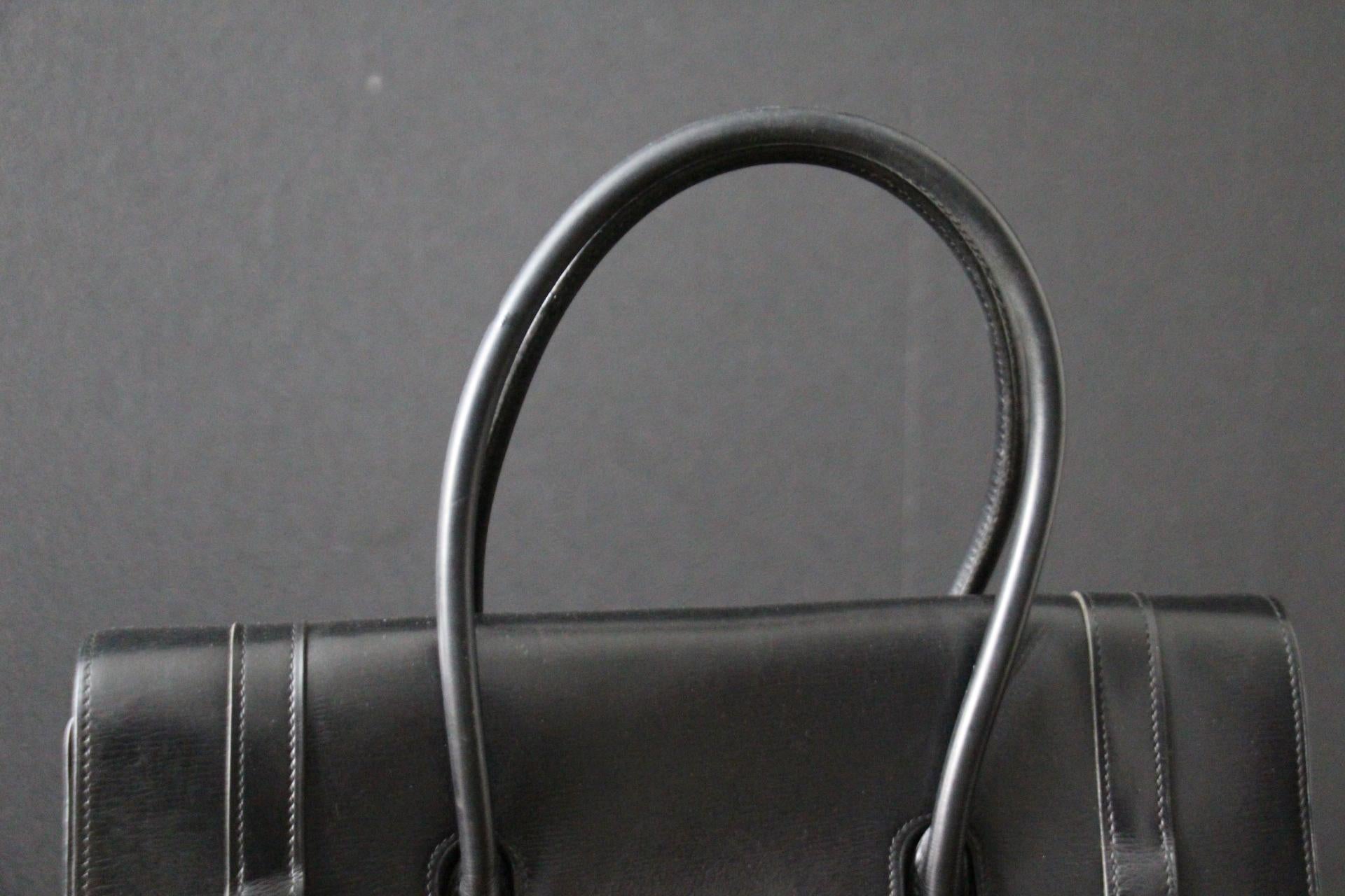 Black Leather Hermes Drag Bag In Good Condition For Sale In Saint-ouen, FR