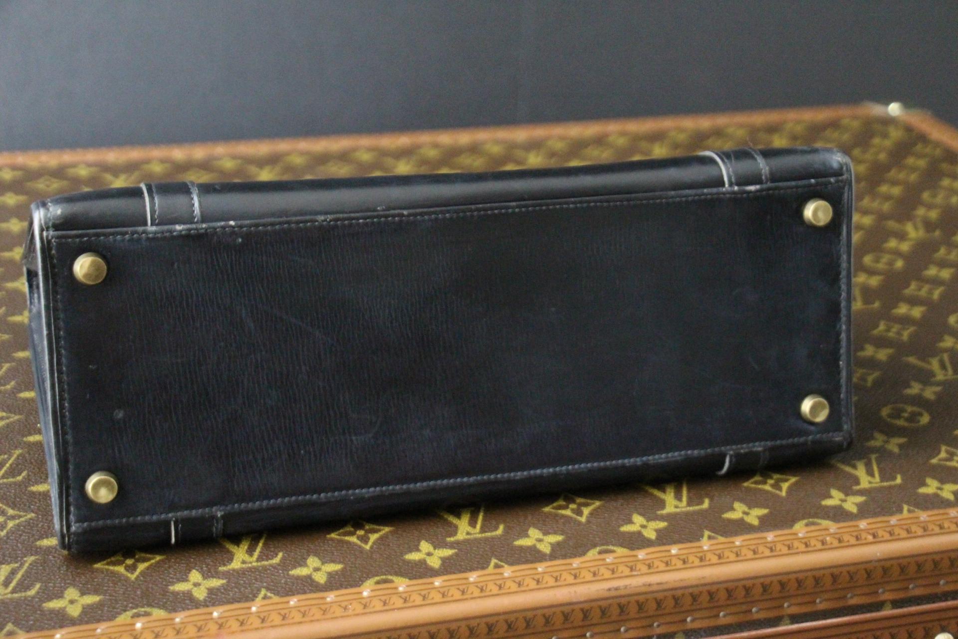 Black Leather Hermes Drag Bag For Sale 3