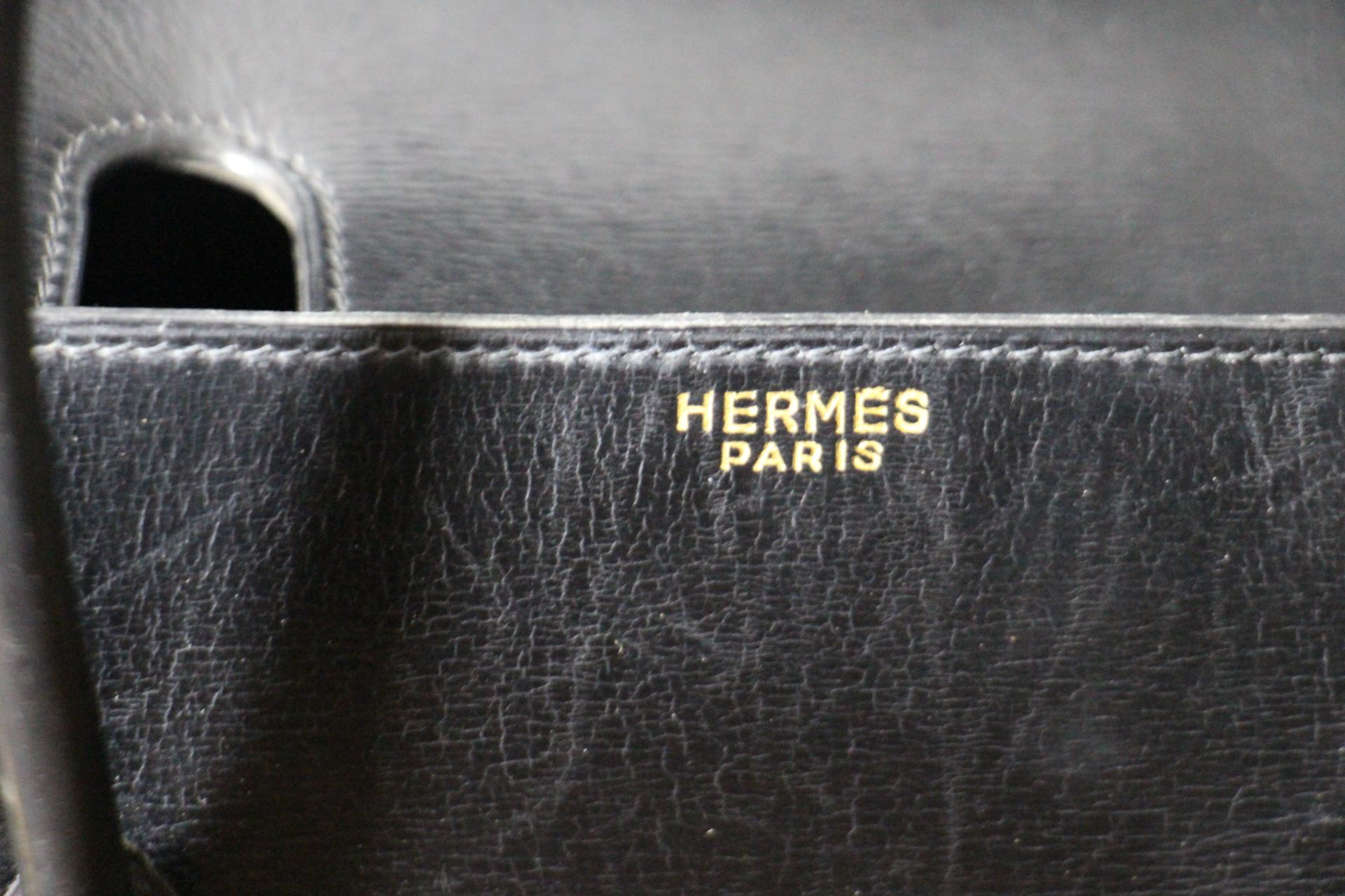 Black Leather Hermes Drag Bag For Sale 4