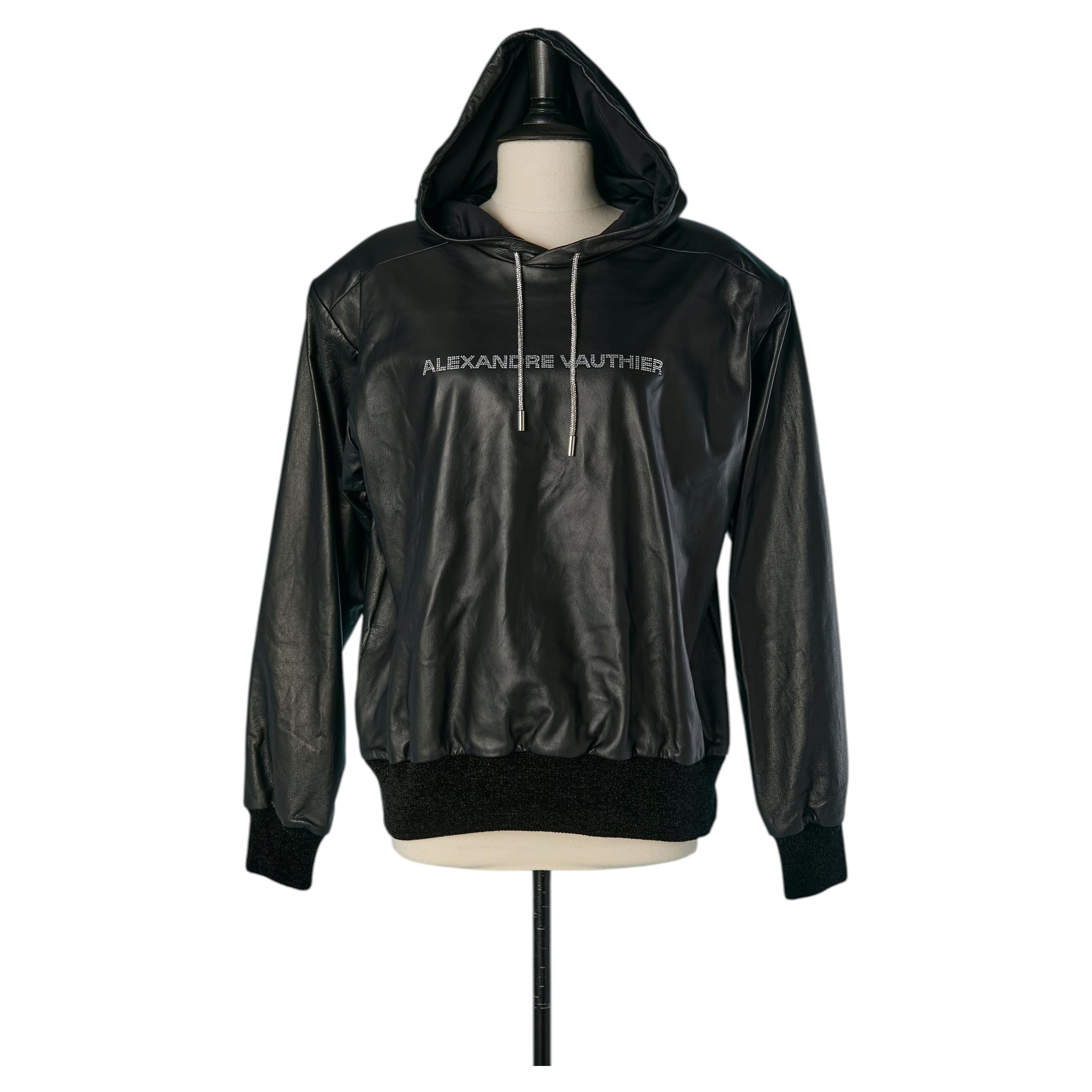 Black leather hoodie ALEXANDRE VAUTHIER