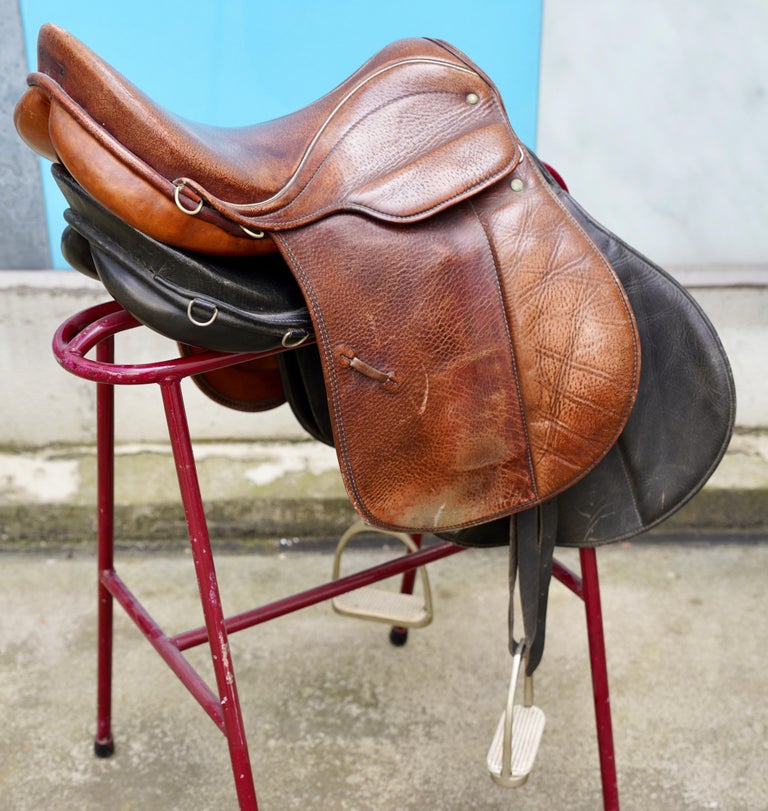 Mini Selle Western En Cuir Véritable 5 Pouces - Décoration Vintage Artisanale Mexique