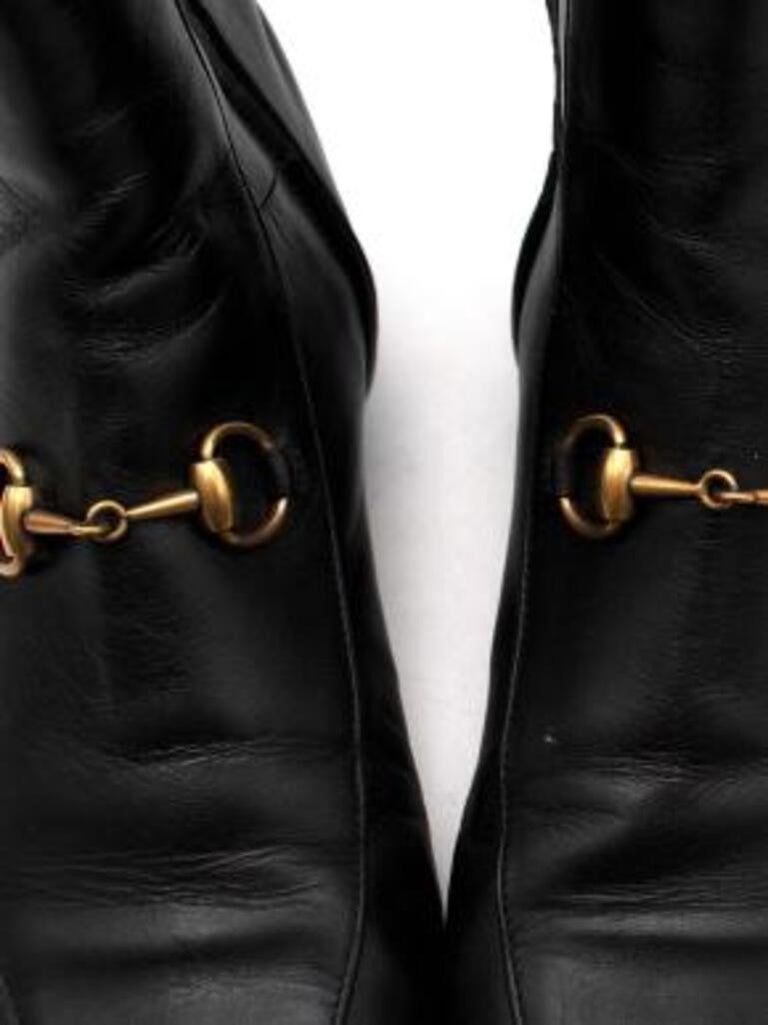 black leather Horsebit flat ankle boots For Sale at 1stDibs