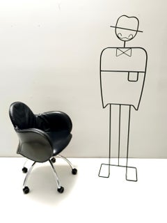 Black Leather Incisa Office Chair by Vico Magistretti for De Padova, 1992