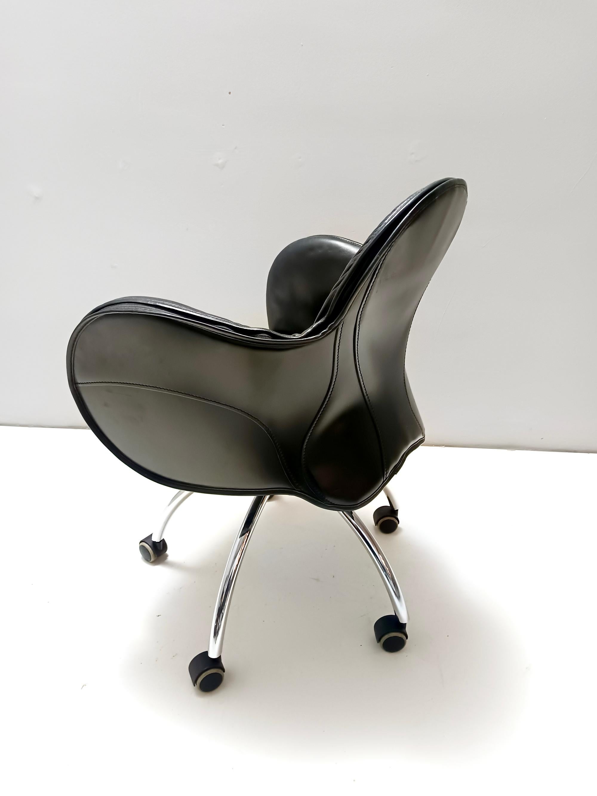 Metal Black Leather Incisa Office Chair by Vico Magistretti for De Padova, 1992 For Sale