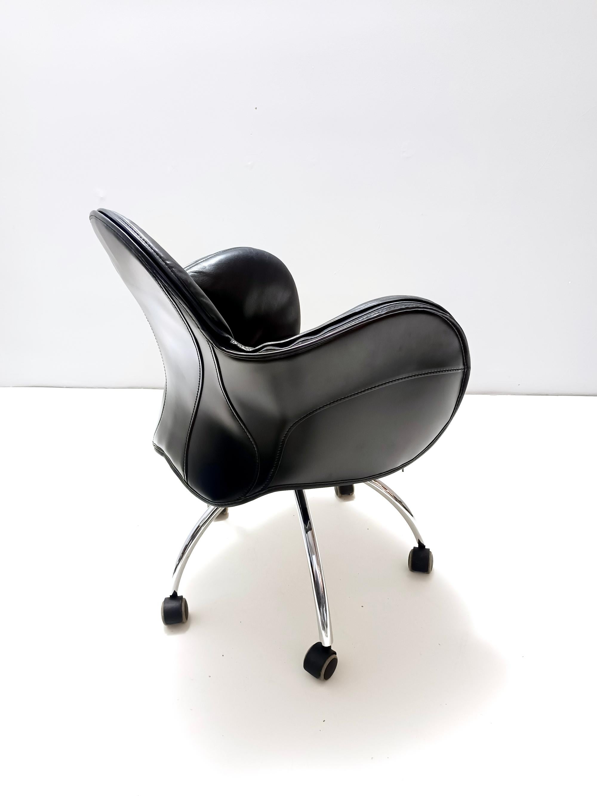 Black Leather Incisa Office Chair by Vico Magistretti for De Padova, 1992 For Sale 2