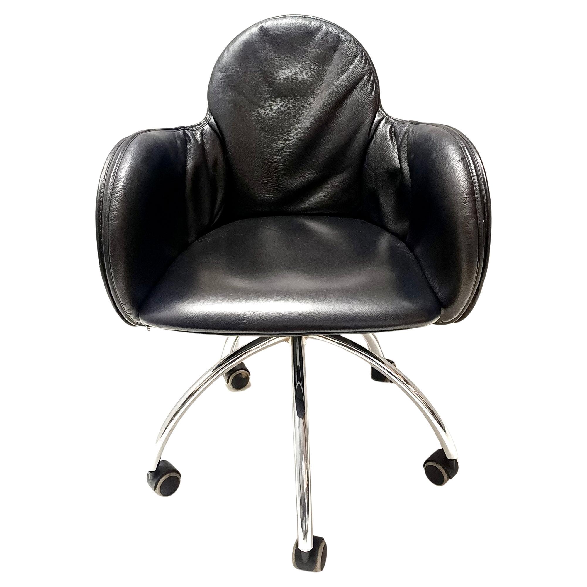 Black Leather Incisa Office Chair by Vico Magistretti for De Padova, 1992