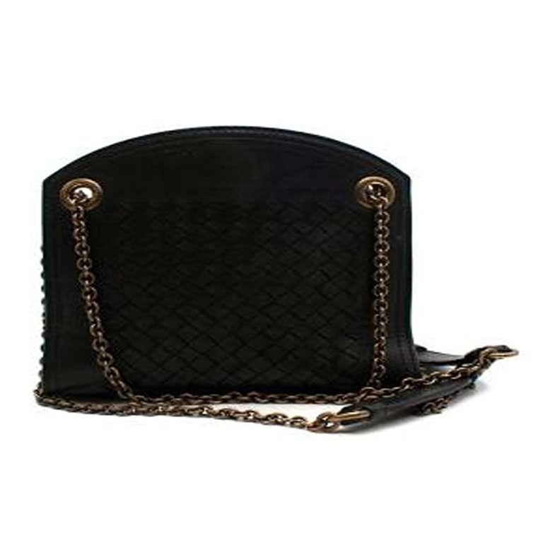 Black Leather Intrecciato Mini Crossbody Bag For Sale at 1stDibs