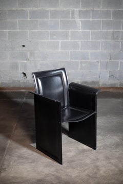 Black Leather Italian Chairs by Arrben (set of 8)