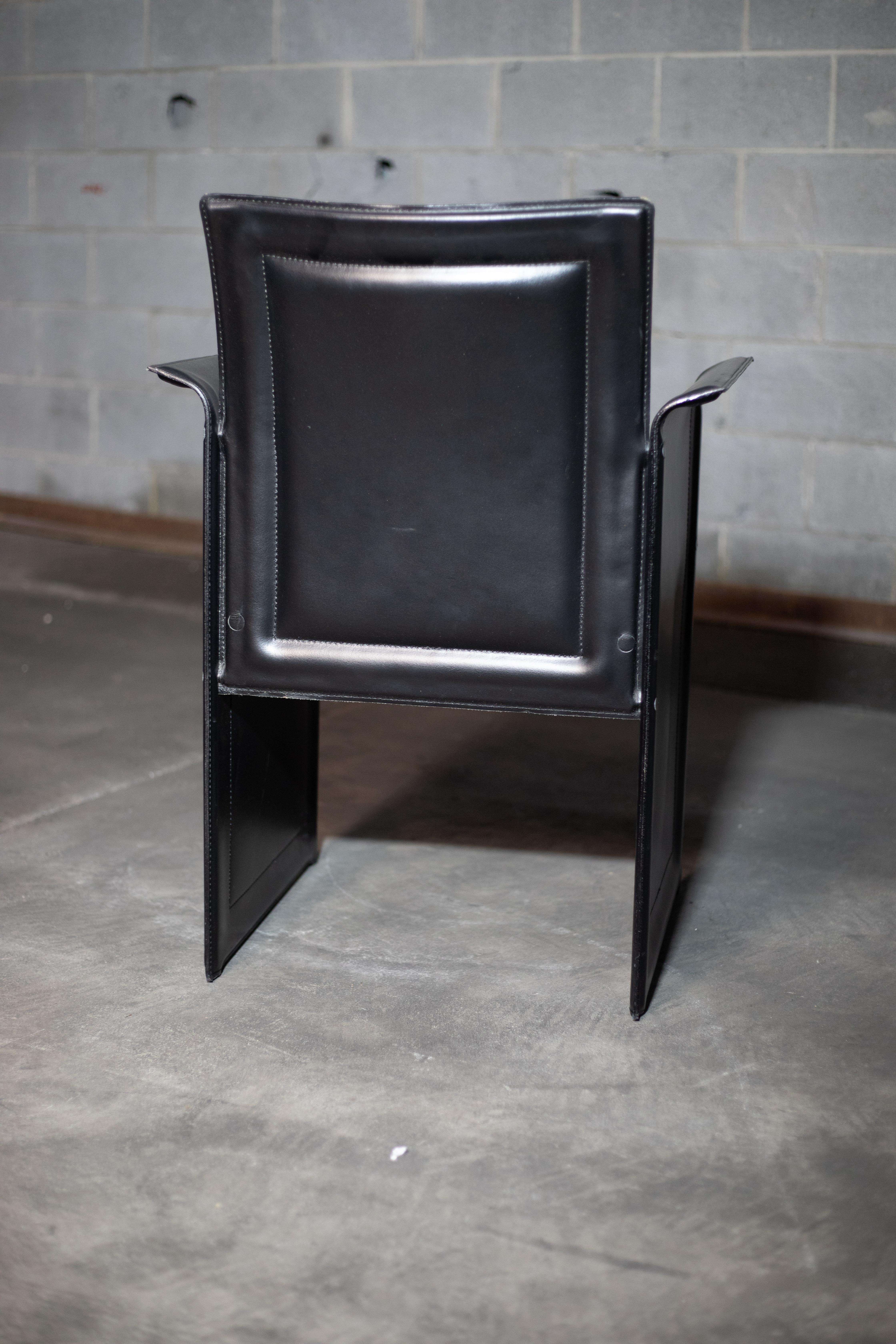 Late 20th Century Black Leather Italian Chairs by Arrben (set of 8) For Sale