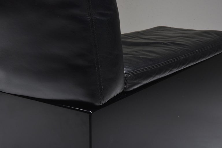 Black Leather Italian Design Cini Boeri 'Brigadier' Loveseats for Knoll For Sale 5