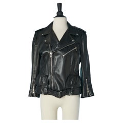 Giacca di pelle nera Alexander McQueen