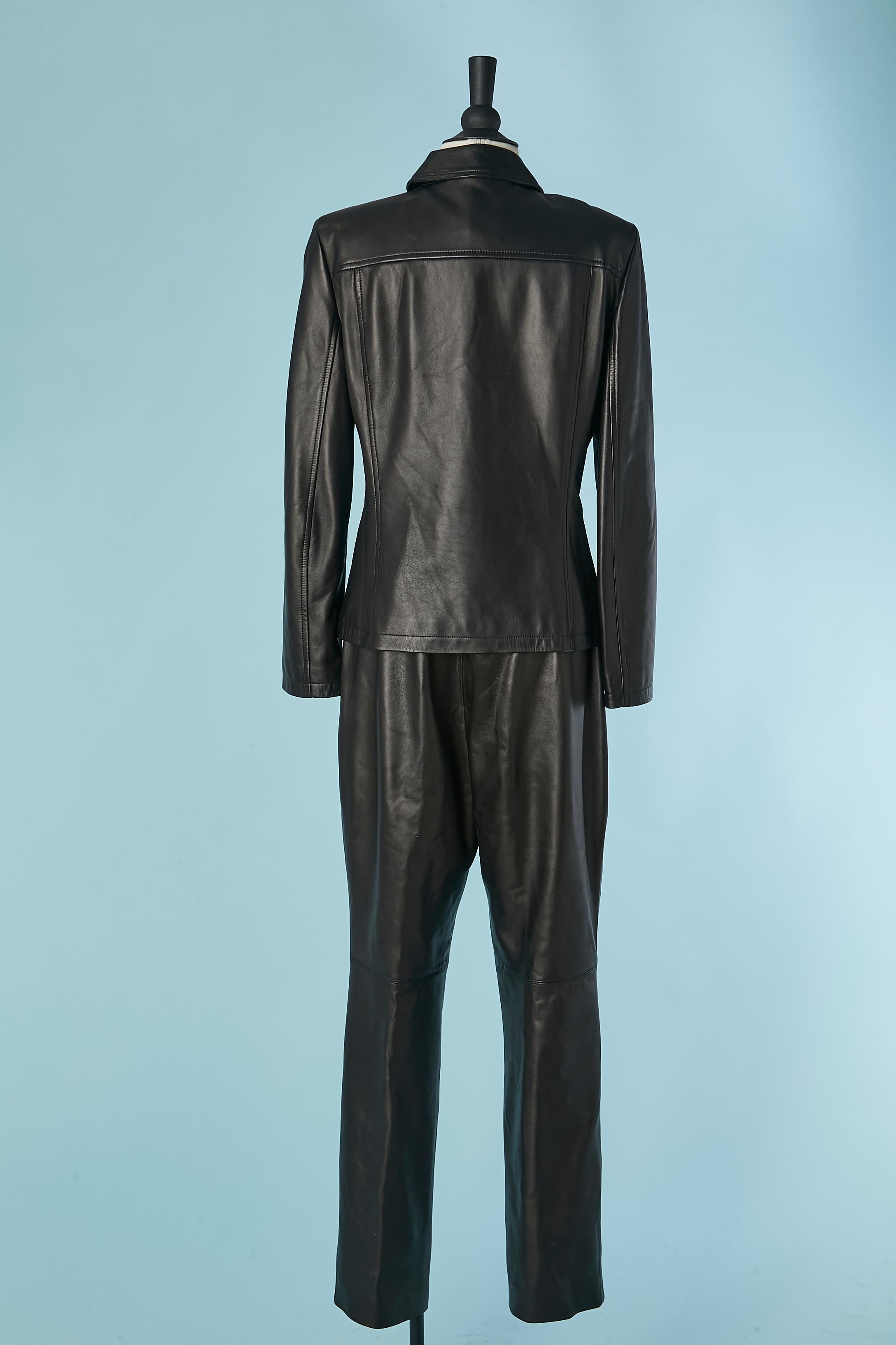 Black leather jacket and trouser ensemble ESCADA für Damen oder Herren im Angebot