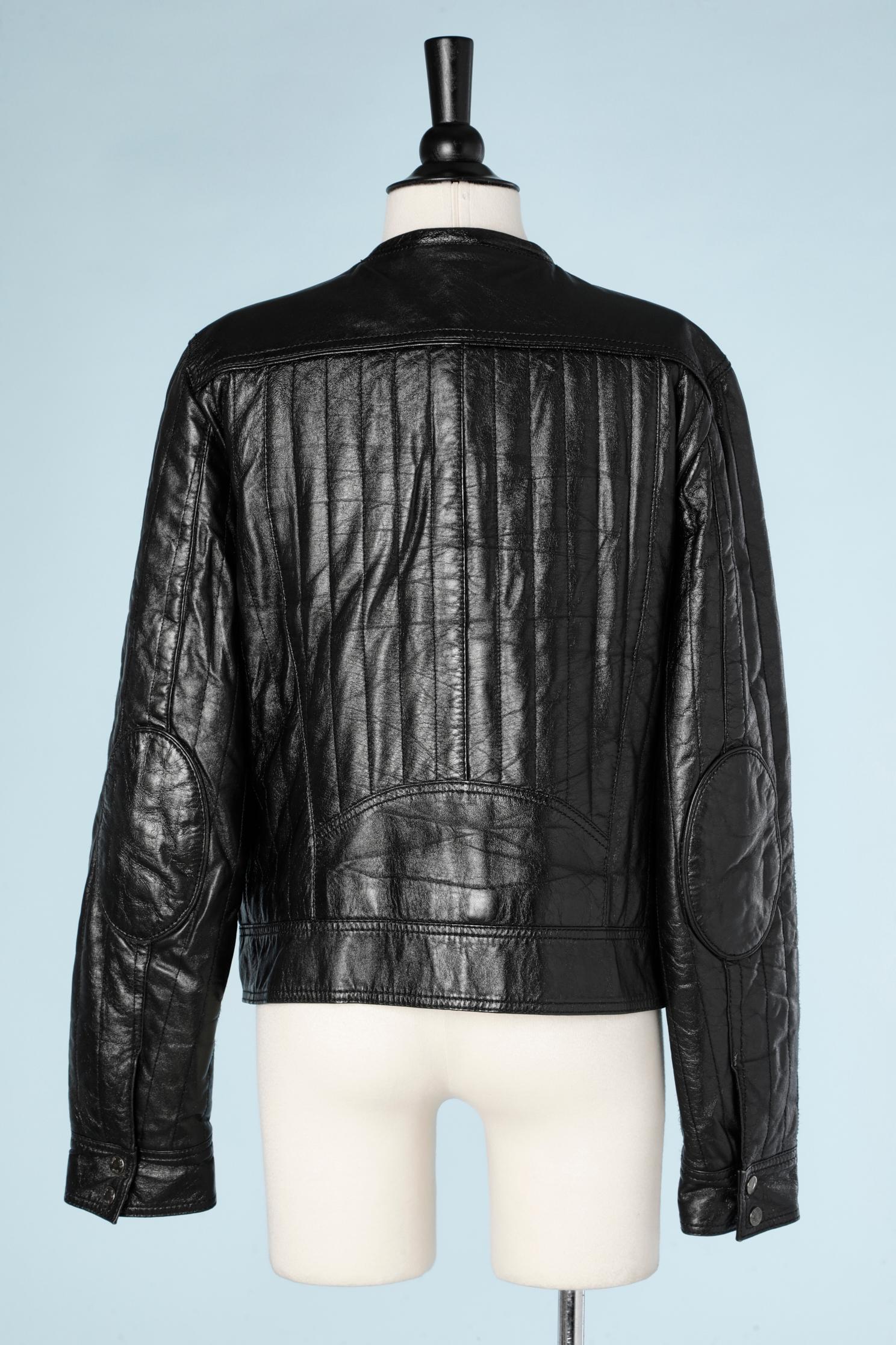 Women's Black leather jacket slightly quilted D&G by Dolce Gabbana