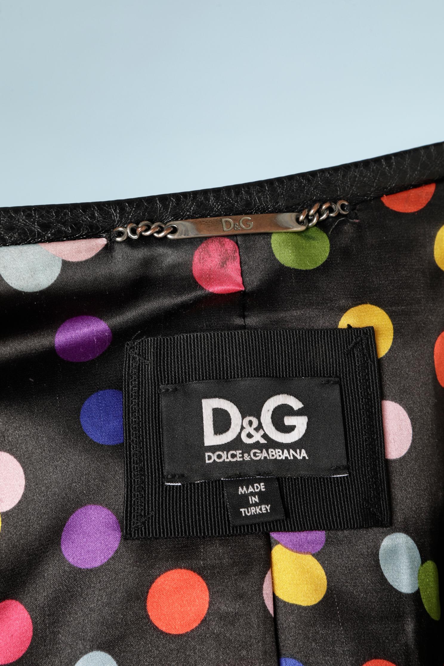 Black leather jacket slightly quilted D&G by Dolce Gabbana 2