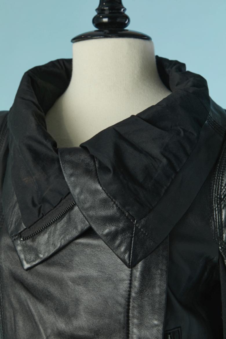 Black leather jacket with top-stitching BCBG MAXAZRIA Damen im Angebot