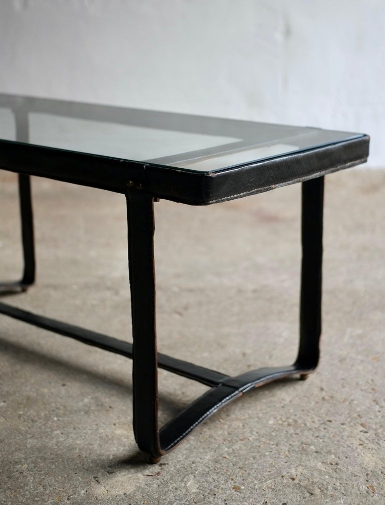 Black Leather Jacques Coffee Table For Sale at 1stDibs