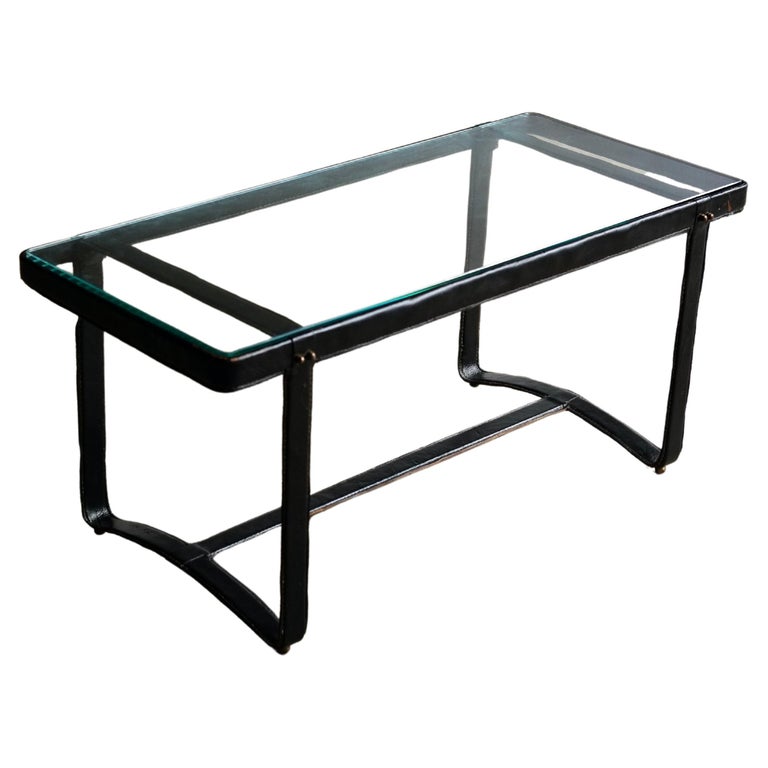 Black Leather Jacques Coffee Table For Sale at 1stDibs