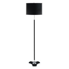 Black Leather Jacques Adnet Style Floor Lamp