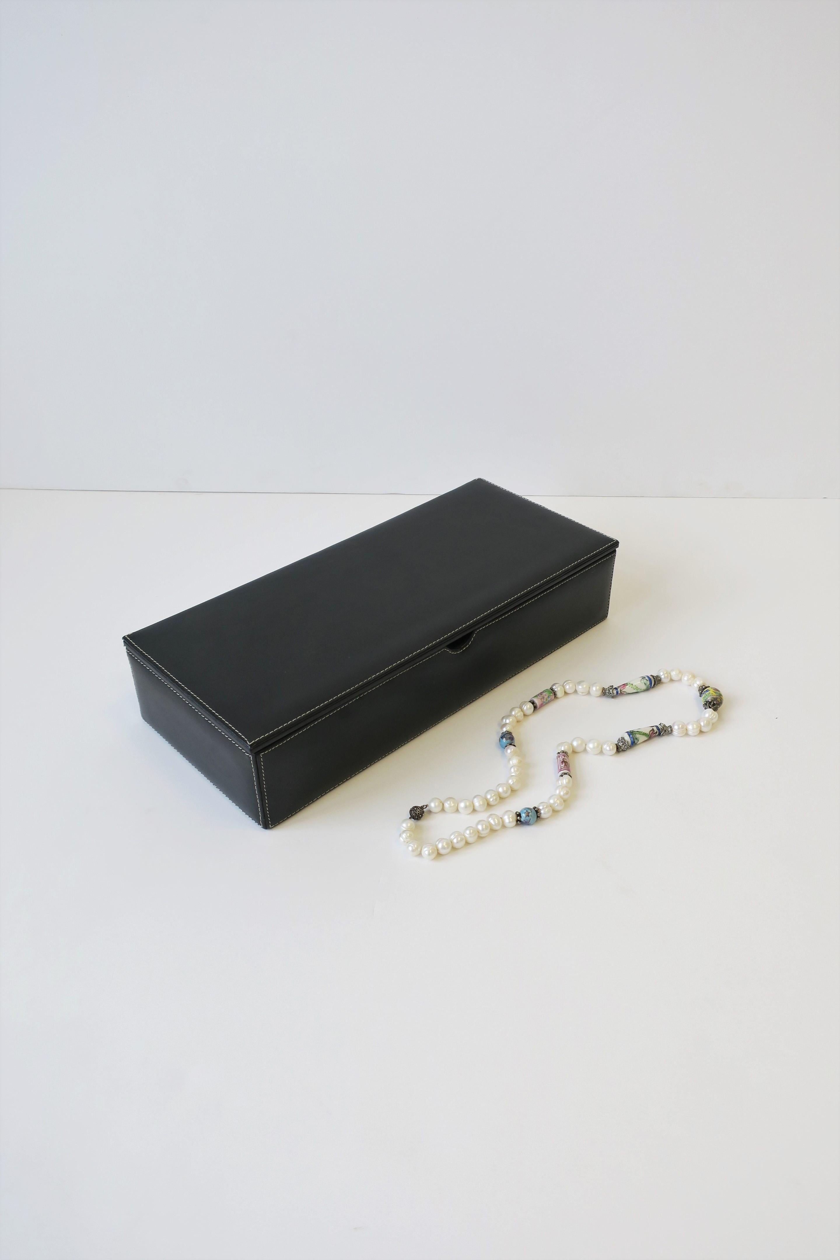 Black Leather Jewelry or Desk Box 1